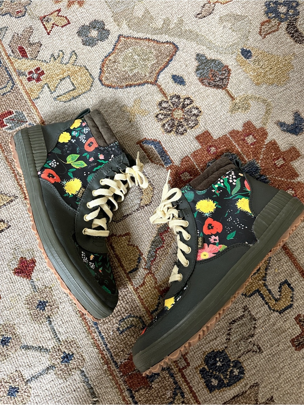 Keds x Rifle Paper Co. Green Floral Waterproof Rain Booties sz 10 - Picture 2 of 8